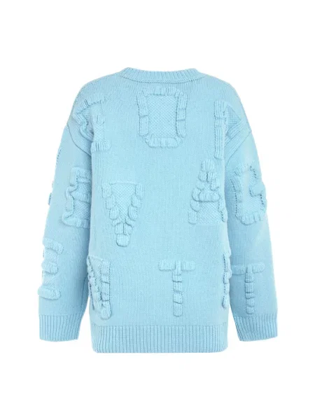 Sweter Bottega Veneta z okrągłym dekoltem niebieski