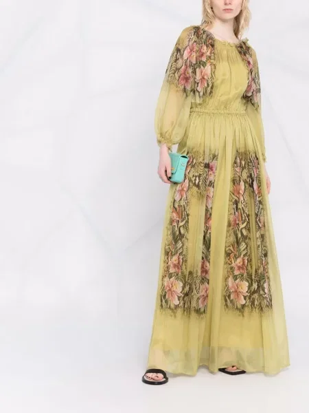 Rochie Alberta Ferretti cu model floral cu imagine verde