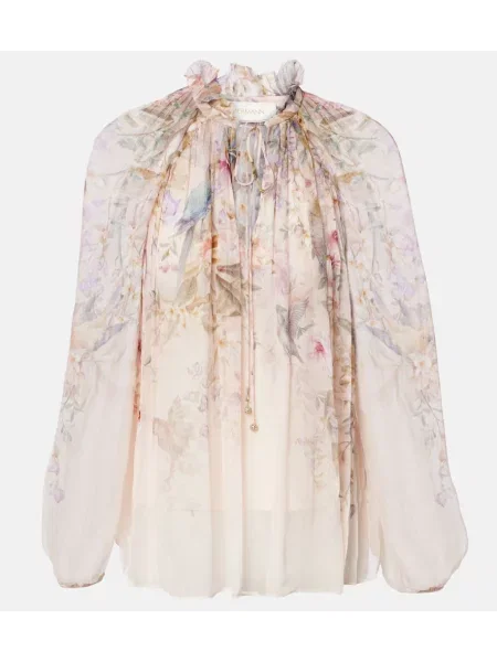 Bluză Zimmermann cu imagine transparente bej