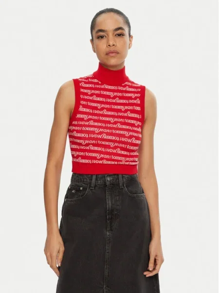 Tommy Jeans Bluză cu gât roșu