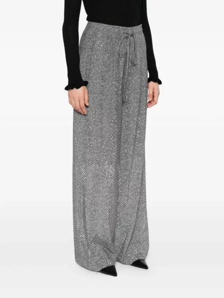 Pantaloni Ermanno Scervino cu paiete cu model herringbone negru