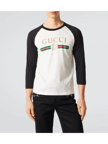 Tricou Gucci de mătase cu autograf alb