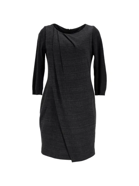 Rochie midi Hugo drapată până la genunchi de costum negru