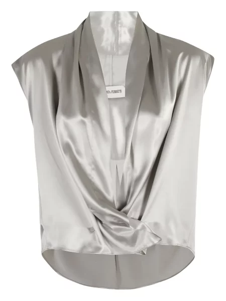 Top Alberta Ferretti din satin drapat gri