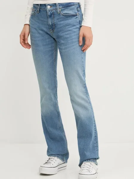 Дънки Tommy Jeans със стандартна талия синьо