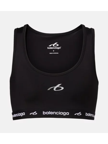 Sutien sport Balenciaga cu autograf negru