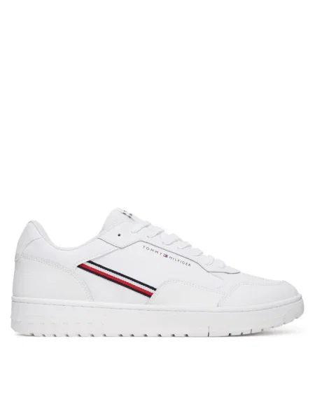 Tommy Hilfiger Teniși din piele BASKET CORE alb