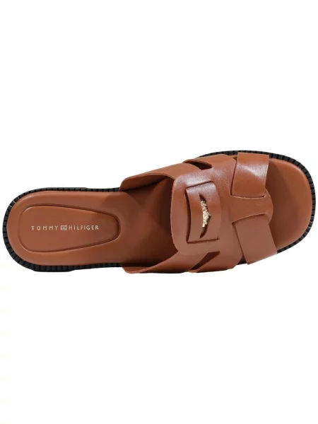 Papuci Tommy Hilfiger din piele maro