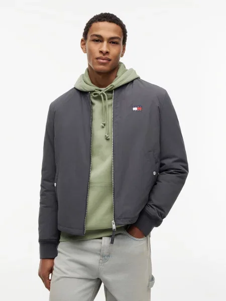 Tommy Jeans Geacă de primăvară-toamnă gri