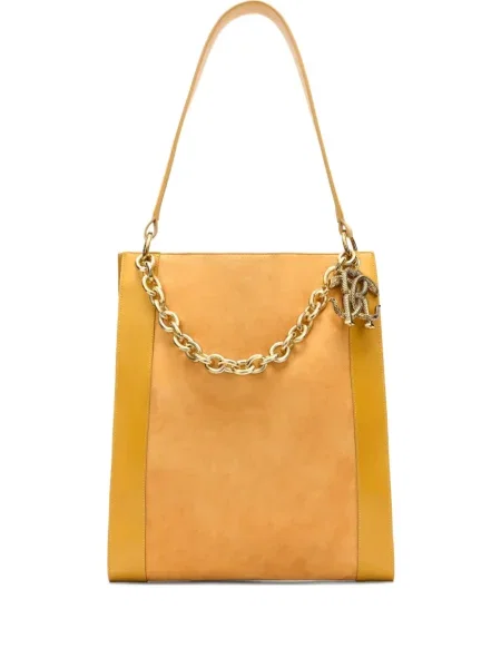 Colier Roberto Cavalli din piele de căprioară galben