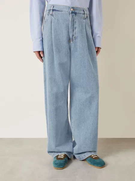Dries Van Noten Široké Džíny Regular Fit light blue modré
