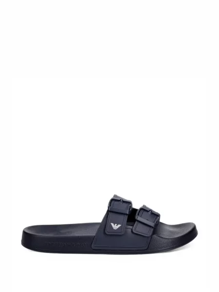 Papuci Emporio Armani cu cataramă cu bretele albastru