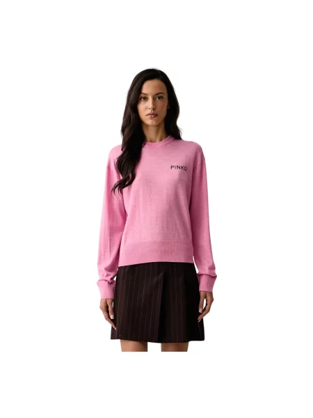 Sweter Pinko wełniany różowy