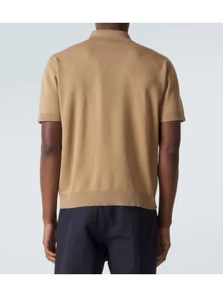 Tricou polo Gucci de mătase bej