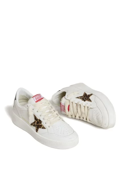 Sneakerși Golden Goose din piele cu imagine cu model leopard alb
