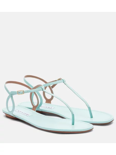 Usnjene tangice Aquazzura modra