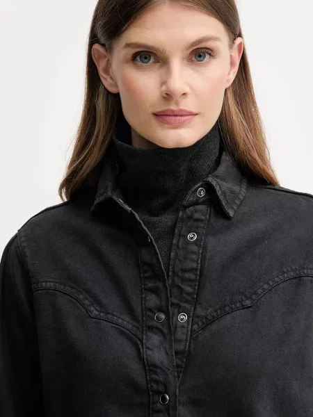 Классическая ошейниковый рубашка Pepe Jeans черная