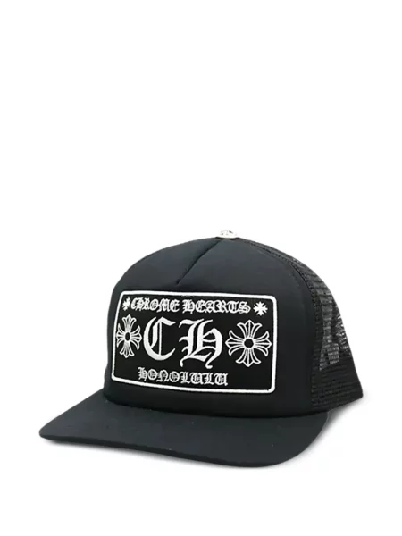 Căciulă Chrome Hearts cu motiv cu inimi negru