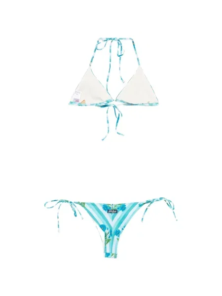 Bikini Mc2 Saint Barth cu model floral cu imagine albastru