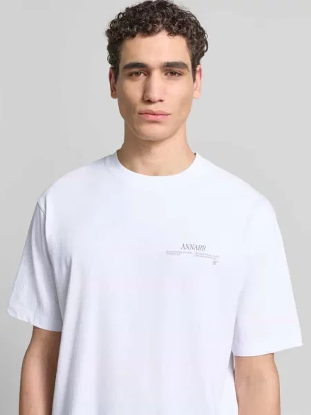 T-shirt o kroju relaxed fit z czystej bawełny Annarr biała