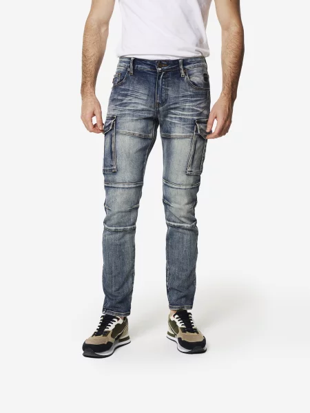 KOROSHI Pantaloni eleganți denim albastru