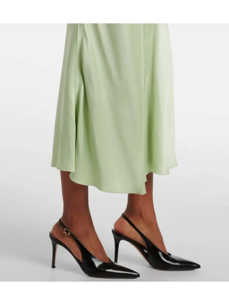 Rochie midi Victoria Beckham din satin până la genunchi de costum verde