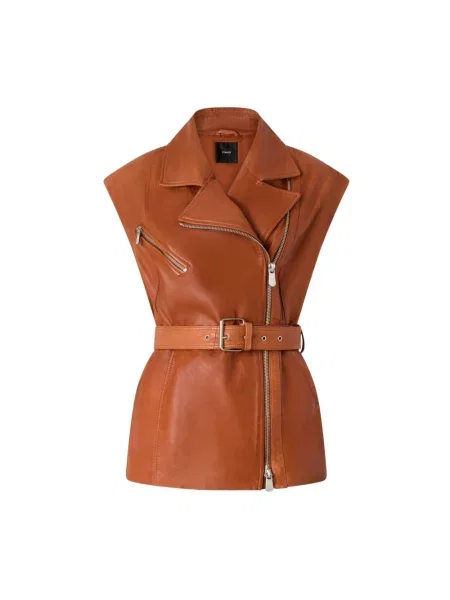 Kamizelka Pinko skórzana brązowa