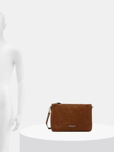 Gianni Chiarini чанта crossbody дамска от велур NORA POUCH кафяво