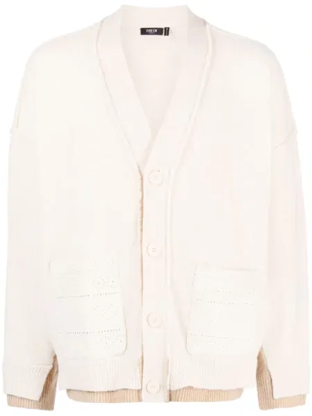 Pletený kardigan Five Cm s výšivkou bílý