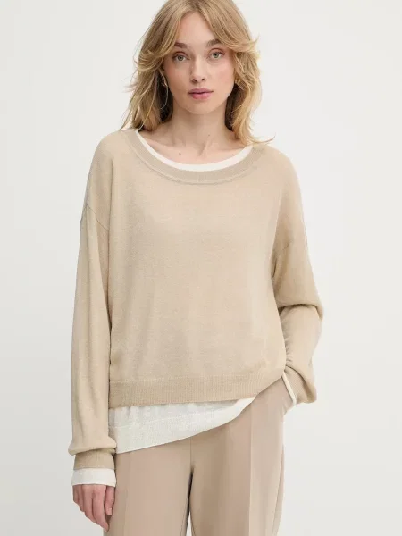 Volnen pulover BOSS bež