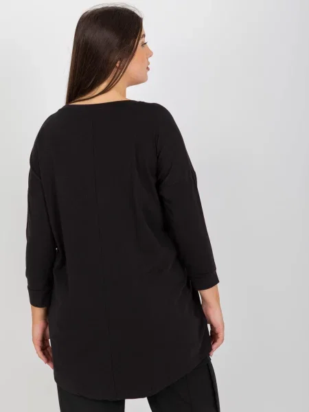 Bluză Fashionhunters cu decolteu rotund negru