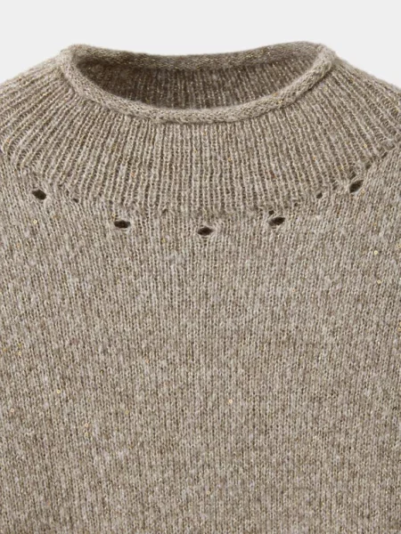 Sweter z ażurowym półgolfem piaskowy Teen XS MANGO TEEN