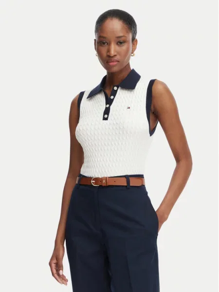 Tommy Hilfiger Пуловер Fine Gg Cable Кремав