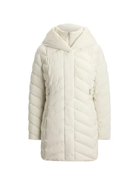 Palton Lauren Ralph Lauren cu glugă alb