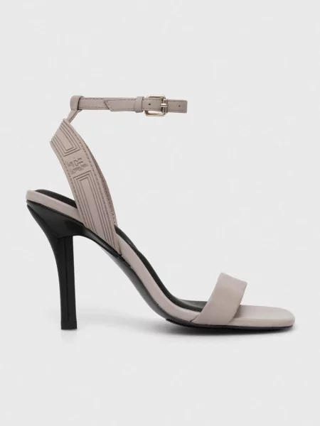 Сандали Tommy Hilfiger SPORTY LEATHER HIGH HEEL SANDAL сиво