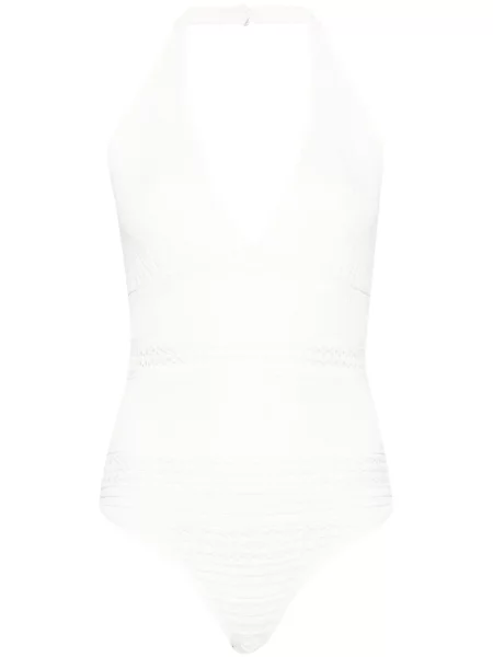 Body Twinset cu gât halter alb