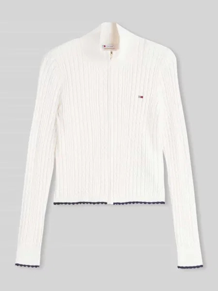 Kardigan rozpinany o kroju slim fit z mieszanki Tommy Jeans biały