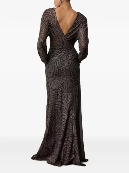 Rochie maxi Ralph Lauren Collection cu decolteu în V maro