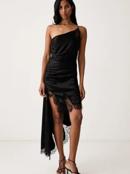 Bardot rochie asimetrică din vâscoză RAYNER negru