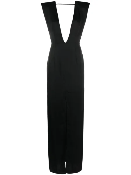 Rochie Maison Close din satin cu decolteu în V de costum negru