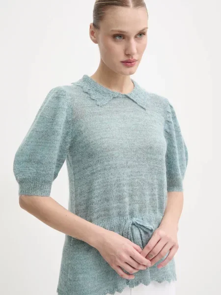 MUNTHE sweter wełniany SALCA lekki niebieski