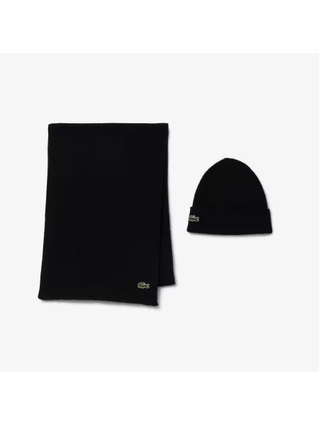 Lacoste Unisex Zestaw Szalik I Czapka czarny