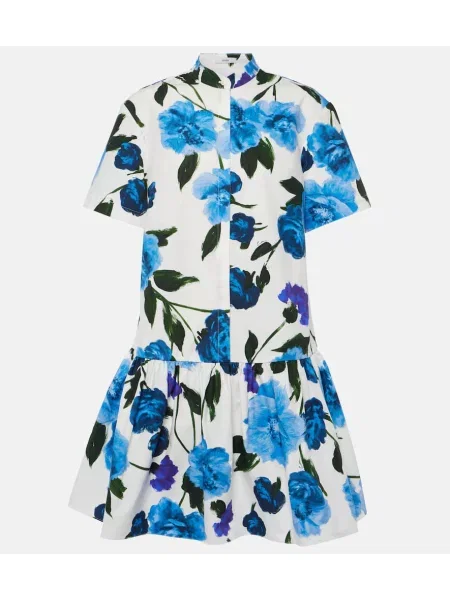 Sukienka koszulowa Erdem w kwiatki garniturowa biała