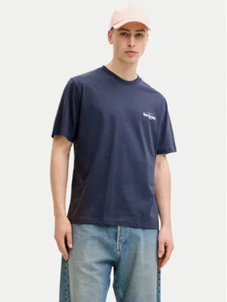 JACK & JONES Majica svijetloplava / smeđa / tamo siva bijela