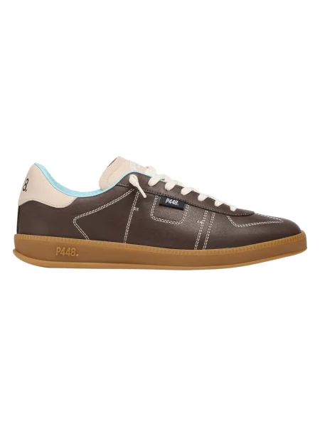 Sneakersy P448 skórzane brązowe