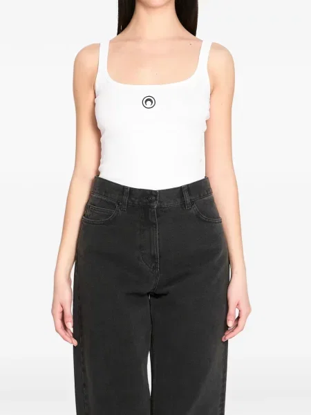 Podkoszulka Marine Serre prążkowana z autografem biała