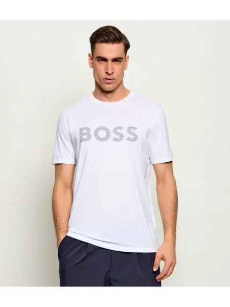 BOSS GREEN Tricou Tee Active | stretch alb