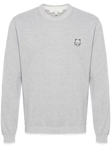 Pulover Maison Kitsune tricotate gri