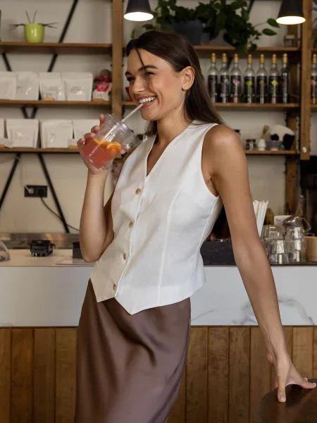 Jadone Fashion Жилет класичний Manho_bil Льон білий