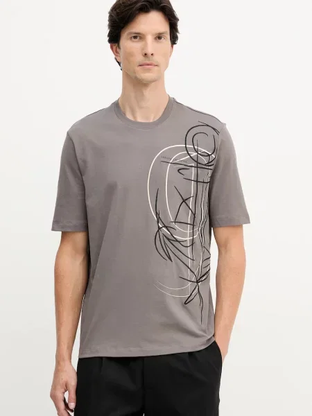Тениска Armani Exchange с апликация кафяво